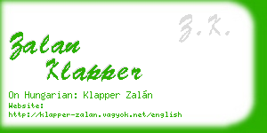 zalan klapper business card